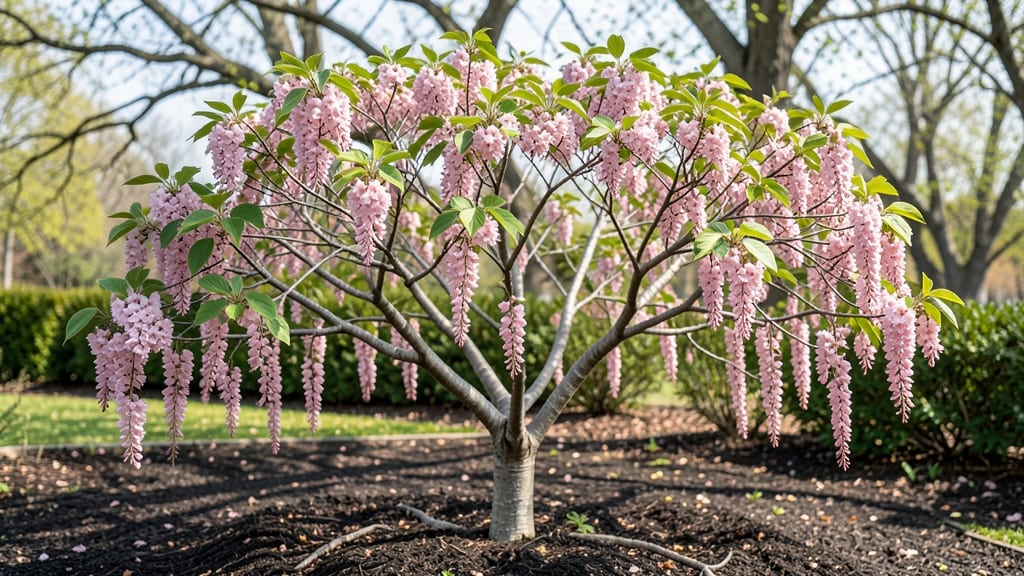 Tree With Little Pink Flowers: Whimsical Garden Accent With Year-Round Grace